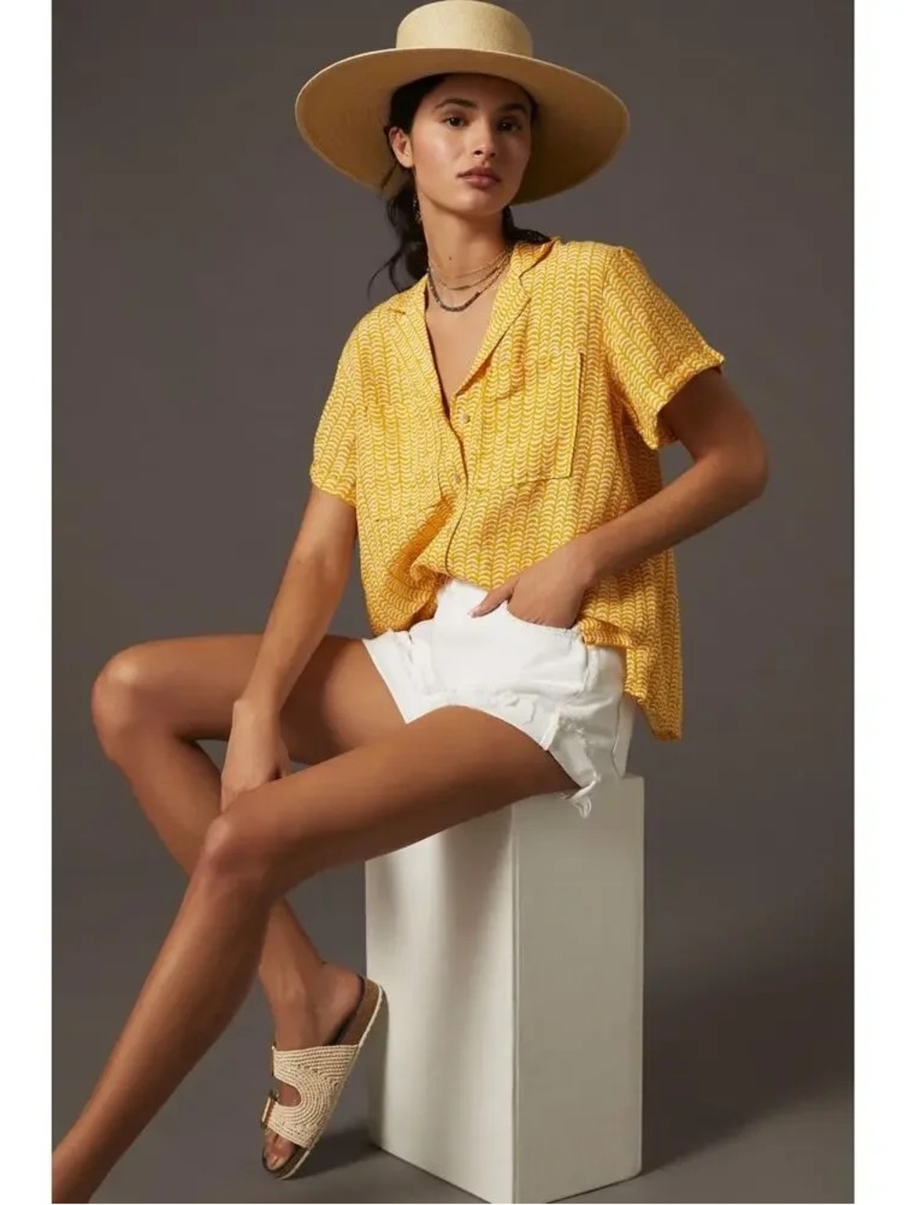 Maeve Anthropologie Linen Blend Surf Shirt S